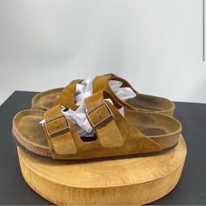 Birkenstock Arizona Tan Suede Leather Two Straps Sandals Size 44 US mens 11